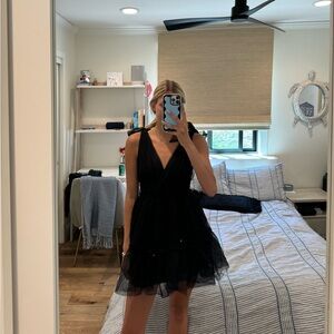 thirty thirty black poofy mini dress